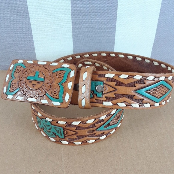 Chambers Accessories - Chambers Vintage hand tooled genuine leather belt